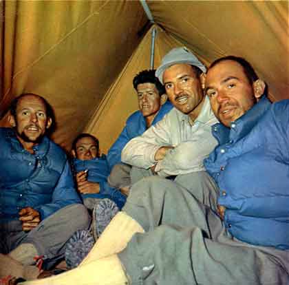 
Louis Lachenal, Jacques Oudot, Gaston Rebuffat, Maurice Herzog, Marcel Schatz prepare to climb Annapurna in 1950 - Regards Vers L'Annapurna (Memories Of Annapurna) book

